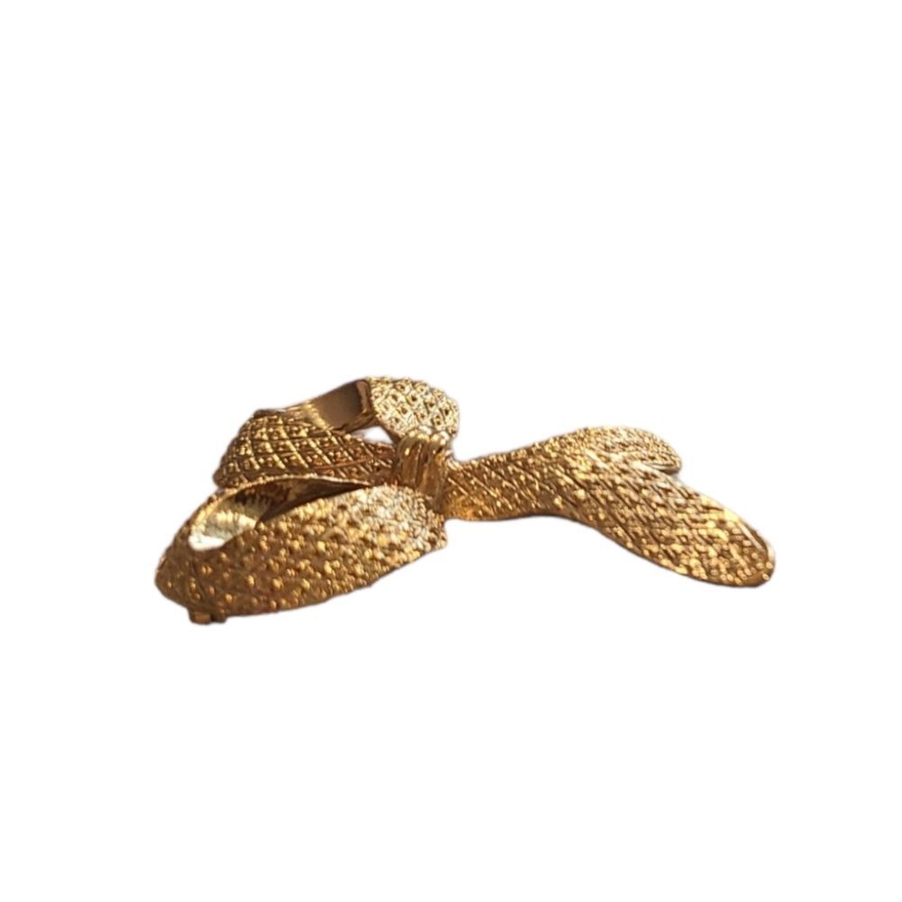 Gold Texted Bow Brooch - Picture 4 of 4